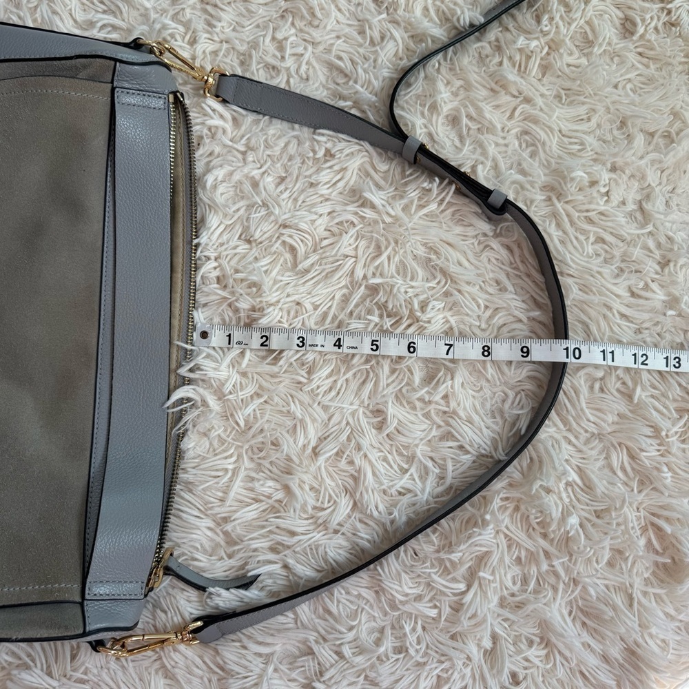 COCCINELLE Leather hobo CAMOSCIO LUNAR suede grey blue crossbody butter soft - Picture 13 of 13